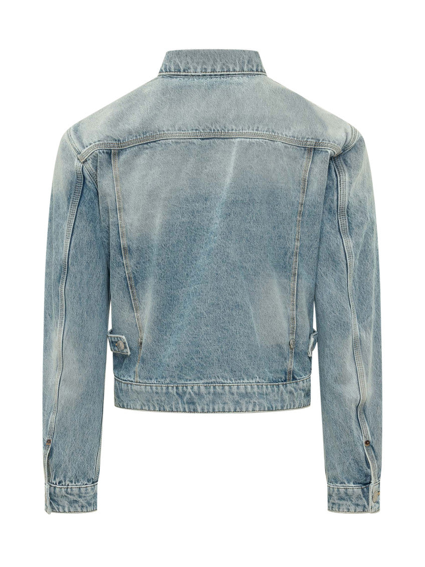 Light Blue Solid Shirt Collar Jacket 4