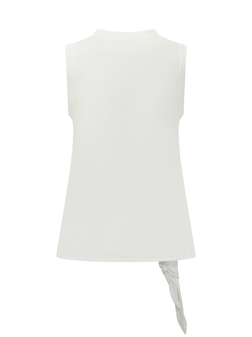 White Solid Crew Neck Top 2
