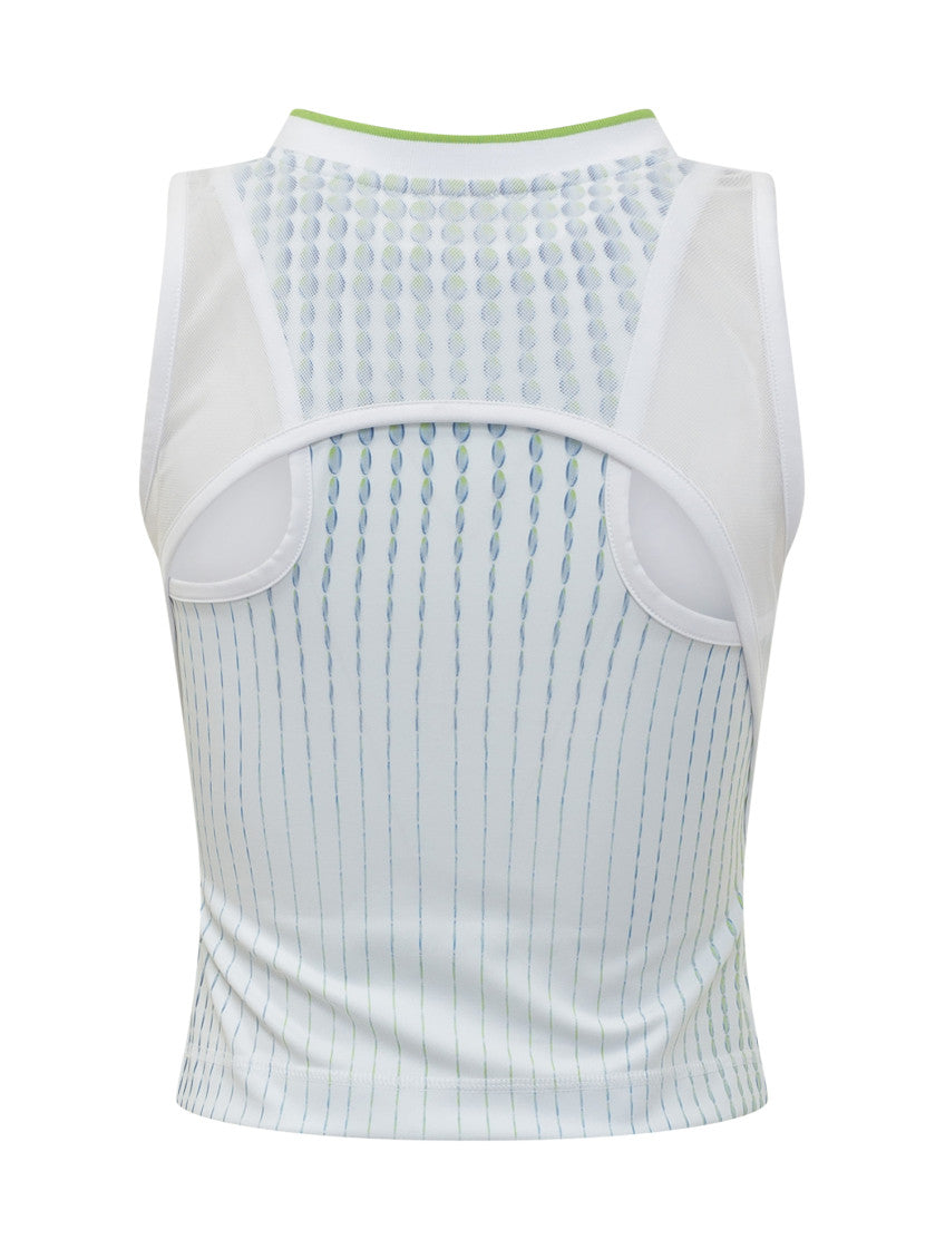 White Printed V Neck Top 2