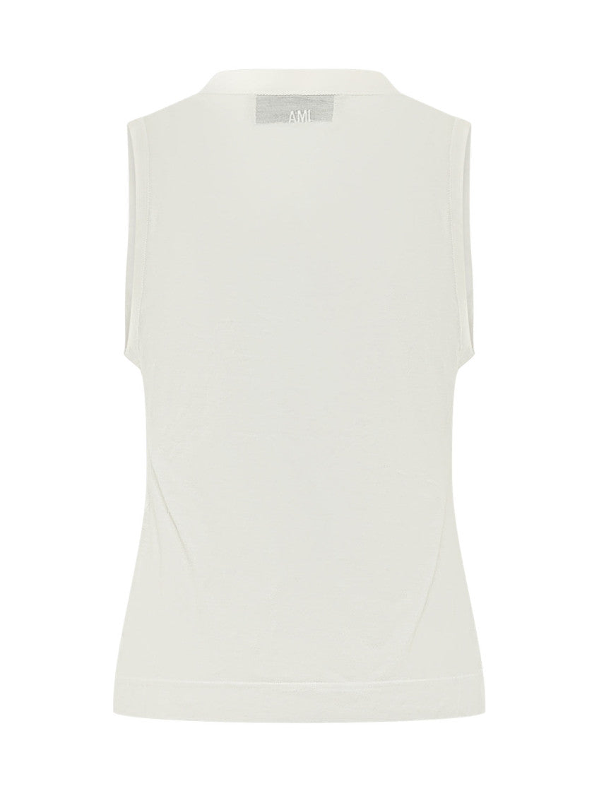 White Solid Crew Neck Top 2