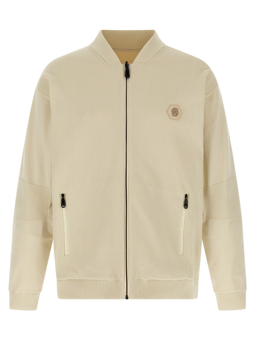 Beige Solid Band Collar Jacket 1