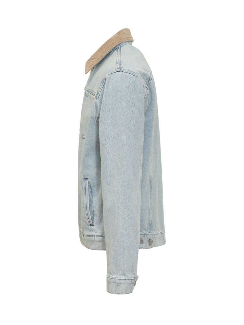 Light Blue Solid Shirt Collar Jacket 2