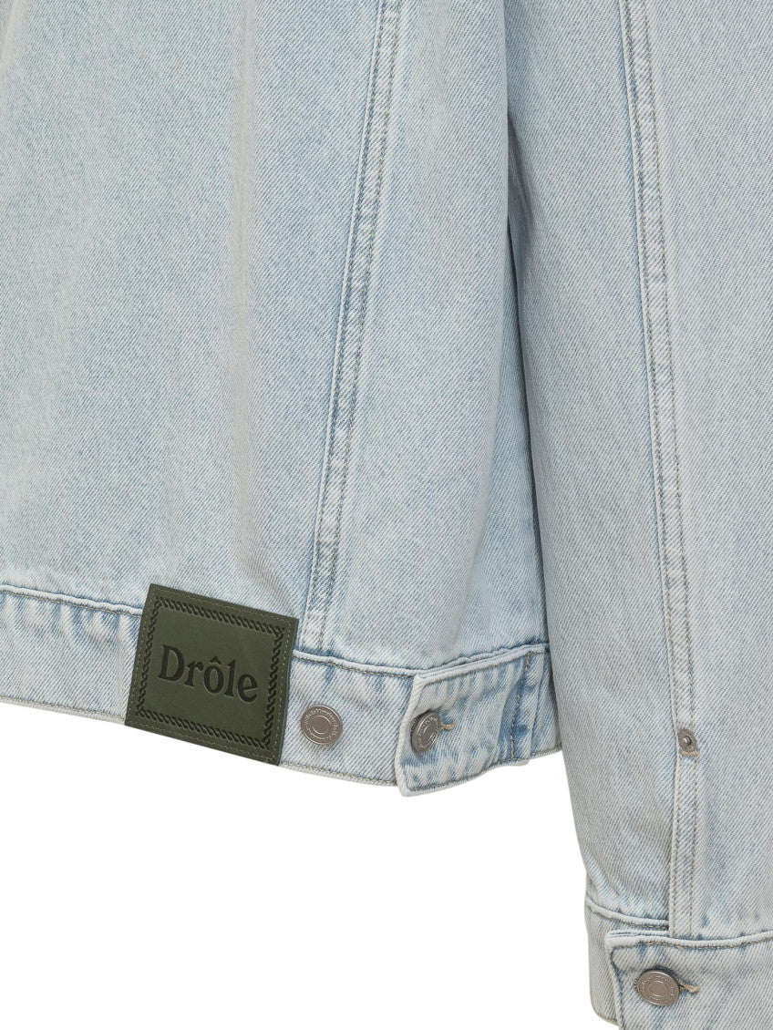 Light Blue Solid Shirt Collar Jacket 3