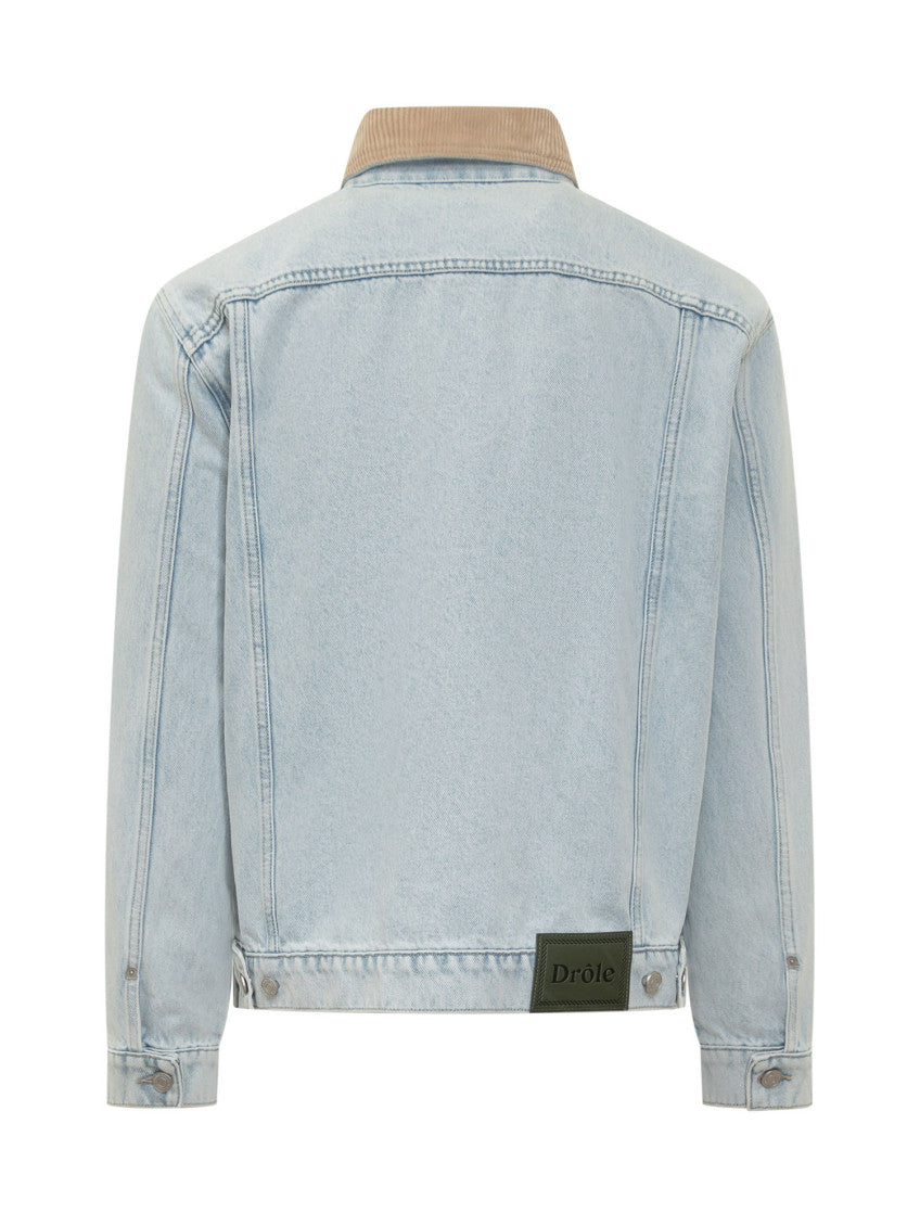 Light Blue Solid Shirt Collar Jacket 4