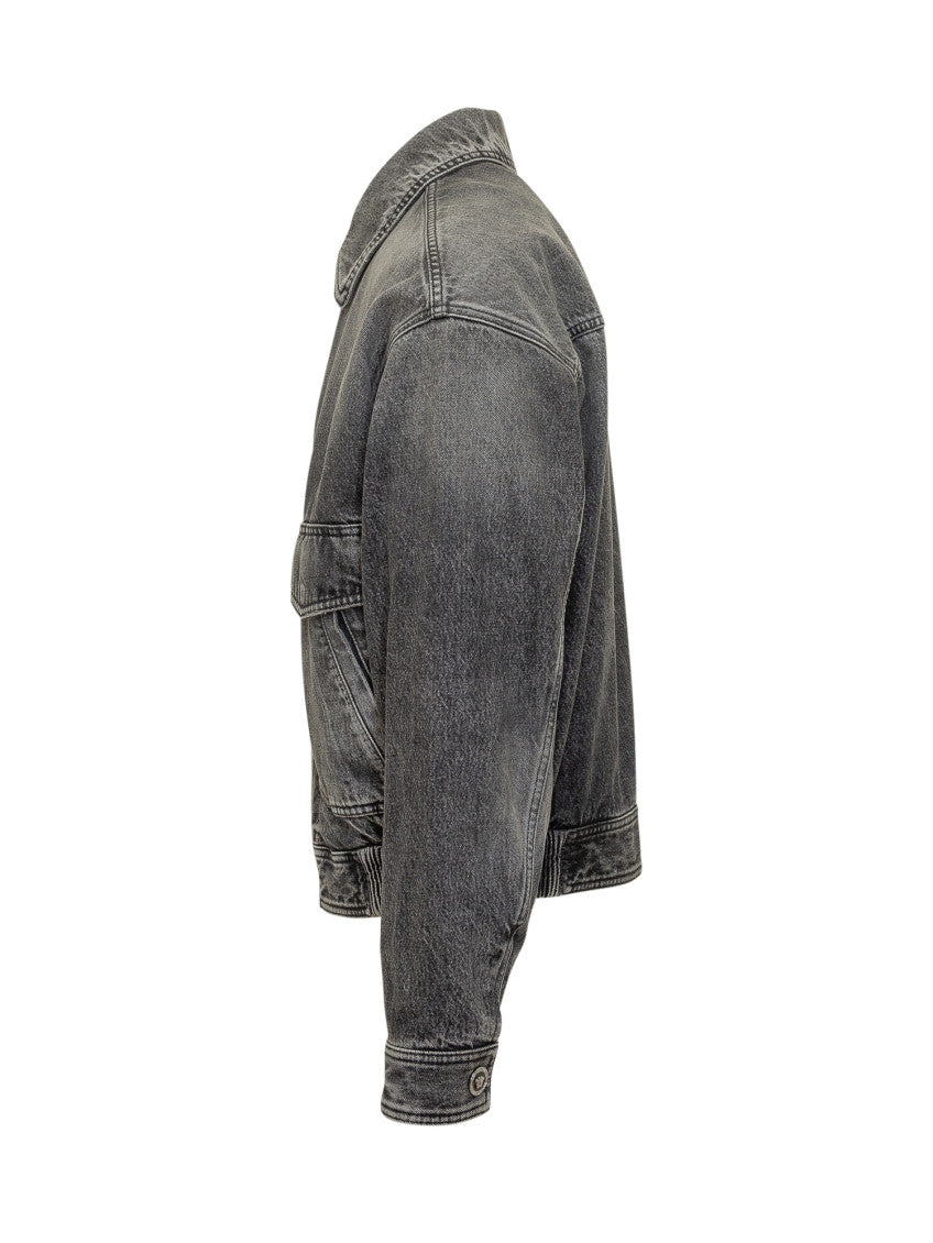 Black Solid Shirt Collar Jacket 2