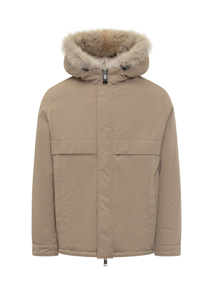 Beige Solid Hood Jacket 1