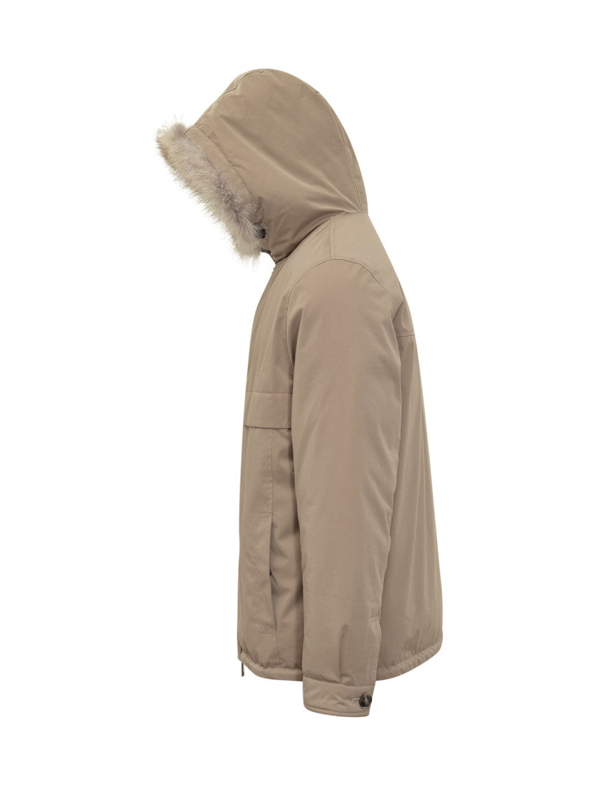 Beige Solid Hood Jacket 2