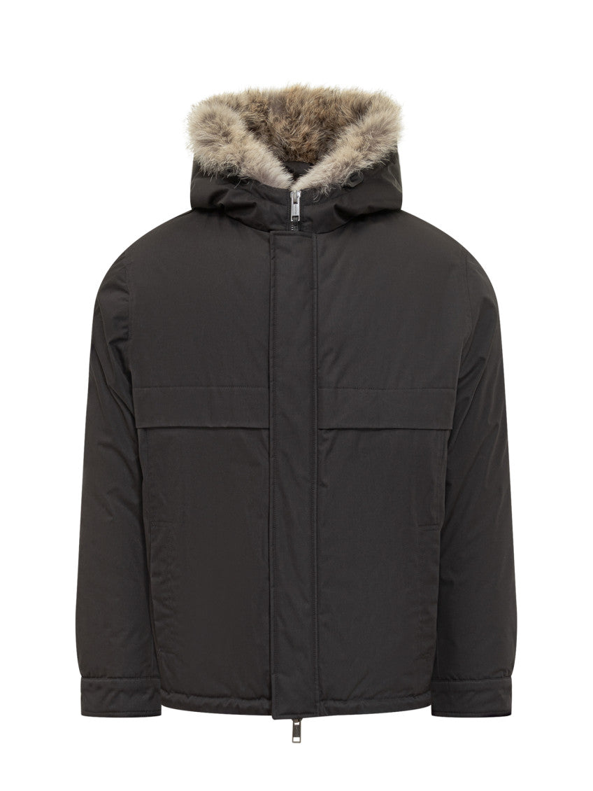 Black Solid Hood Jacket 1