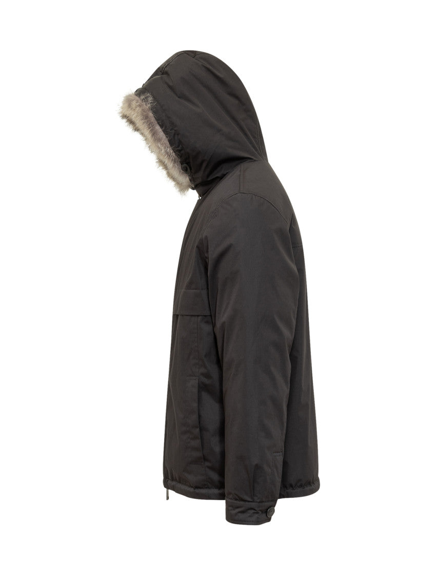 Black Solid Hood Jacket 2