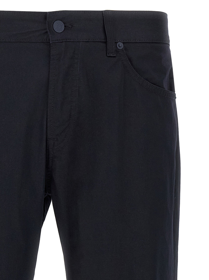 Dark Blue Straight Flat Front Pants 3