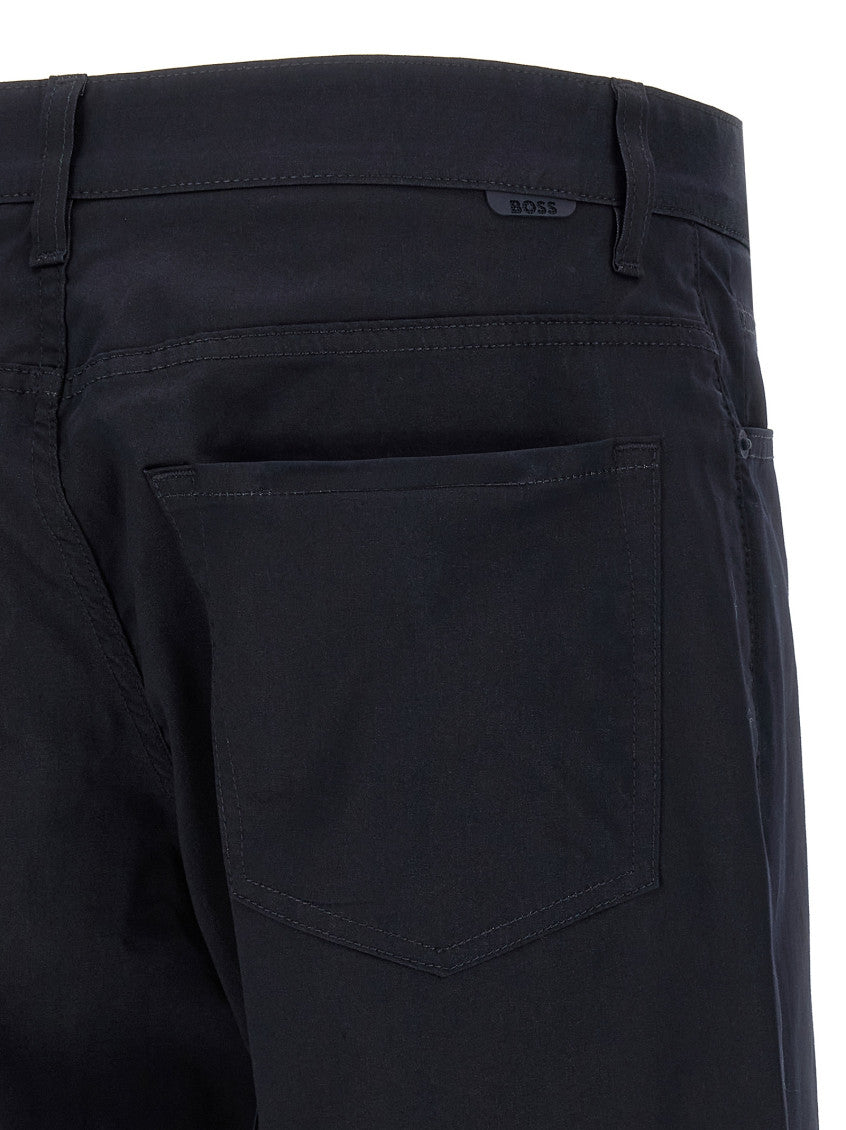 Dark Blue Straight Flat Front Pants 4