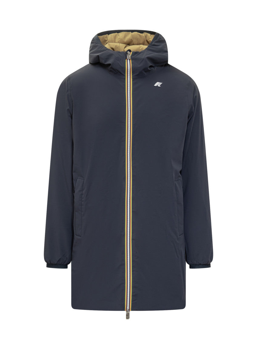 Dark Blue Solid Hood Jacket 1