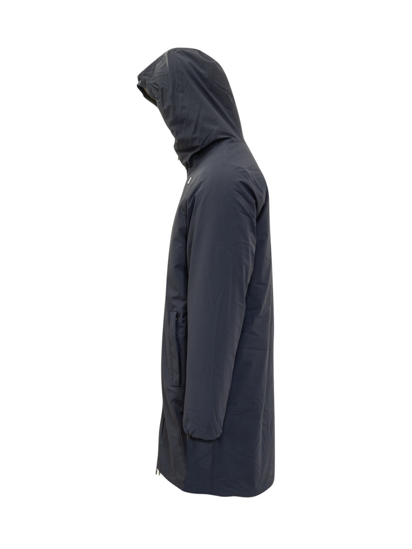 Dark Blue Solid Hood Jacket 2