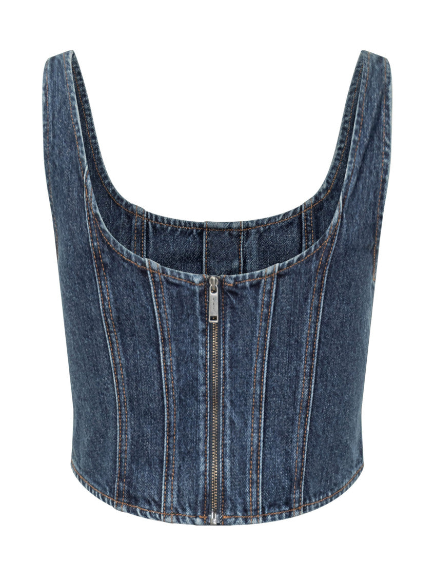 Blue Solid Scoop Neck Top 2