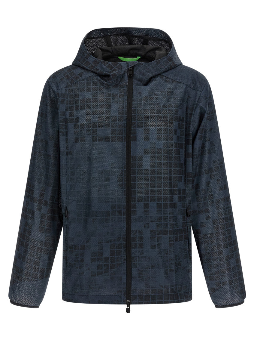 Blue Printed Hood Jacket 1