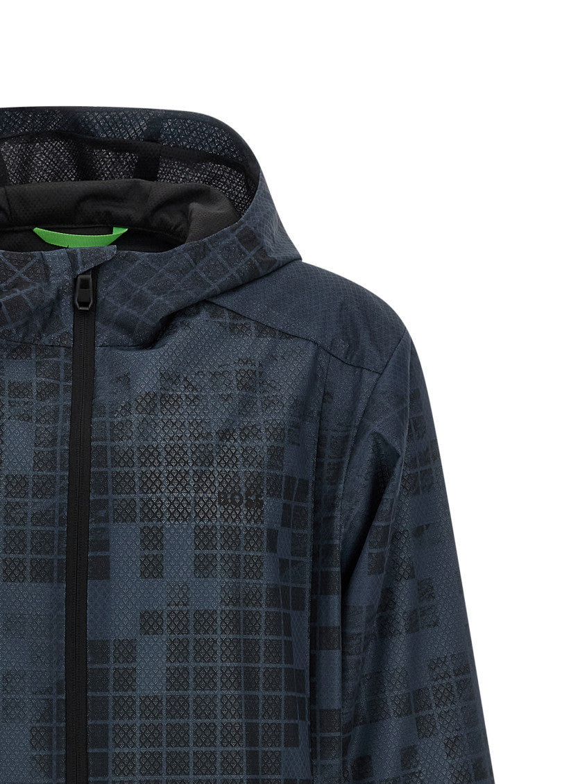 Blue Printed Hood Jacket 3