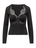 Black Lace V Neck Top 1