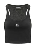Black Logo Scoop Neck Top 1