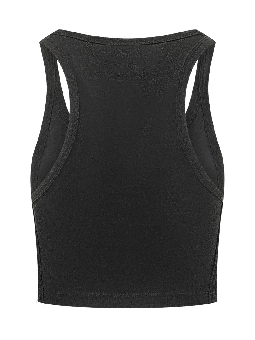 Black Logo Scoop Neck Top 2