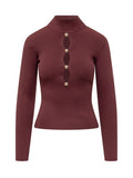 Red Knitted Mock Collar Top 1