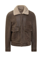Brown Solid Shirt Collar Jacket 1