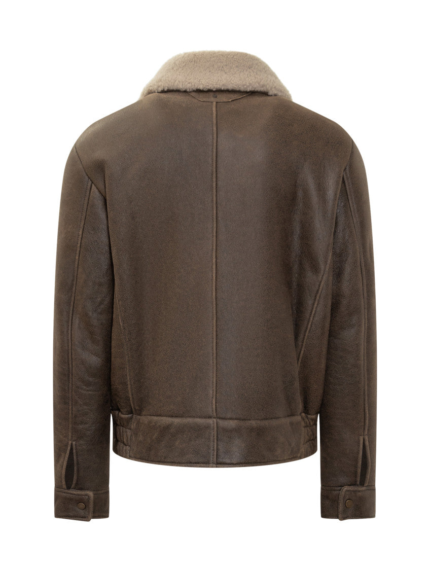 Brown Solid Shirt Collar Jacket 4