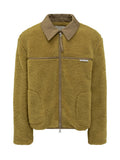 Green Textured Shirt Collar Jacket 1