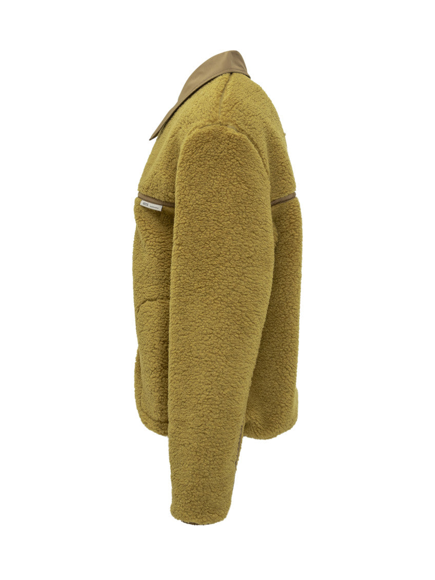Green Textured Shirt Collar Jacket 2