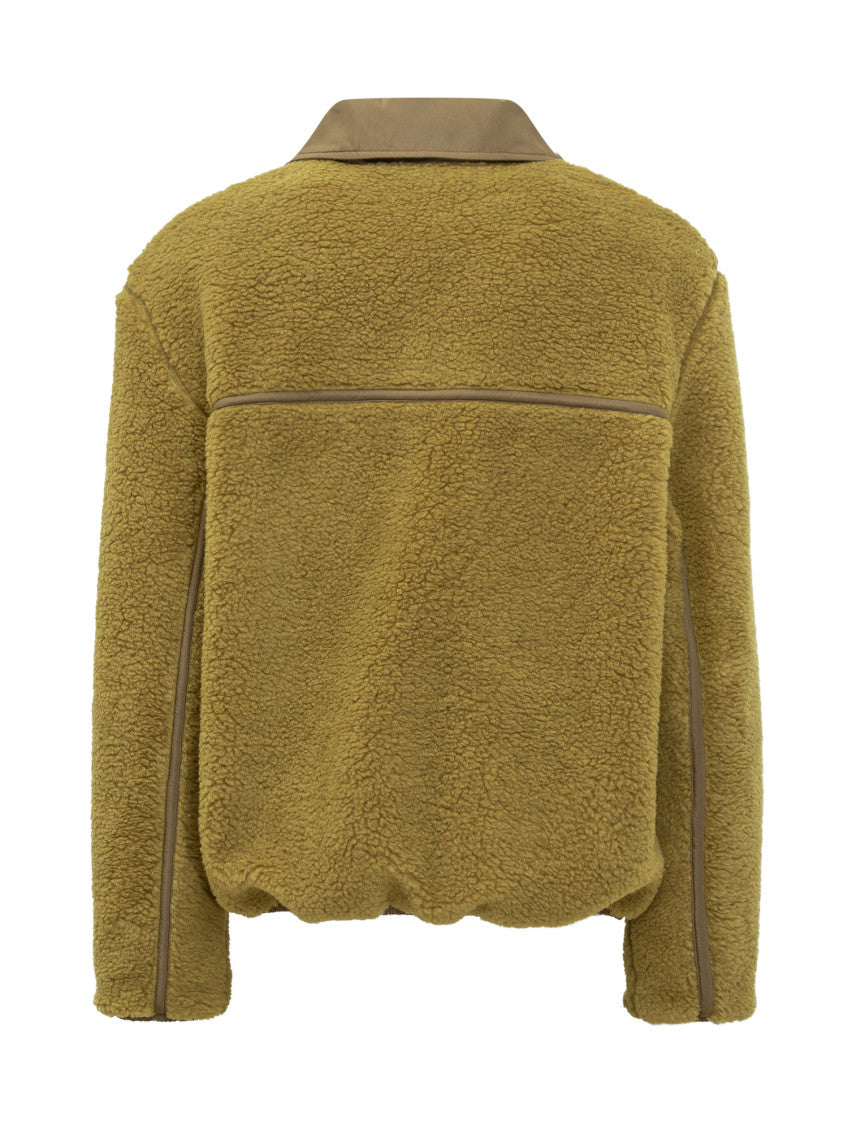 Green Textured Shirt Collar Jacket 3