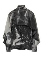 Black Printed Mock Collar Top 1