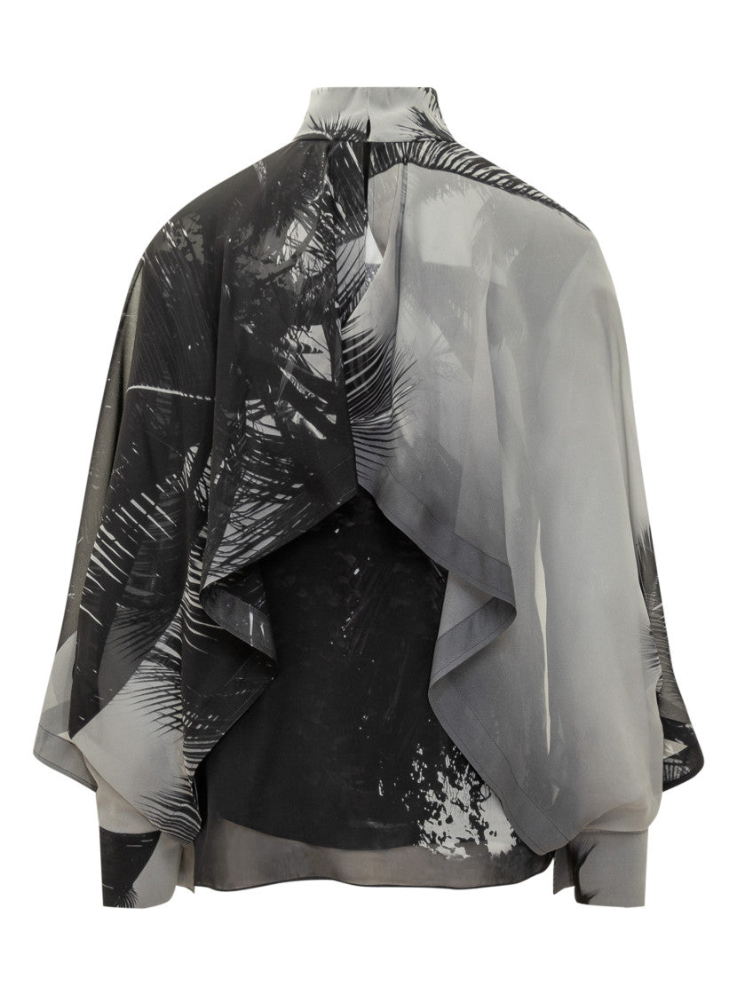 Black Printed Mock Collar Top 2