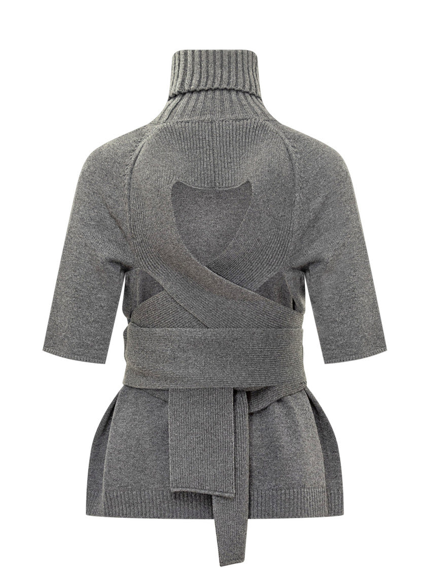 Grey Solid Turtle Neck Top 2