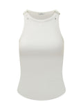 White Solid Round Neck Tank Top 1