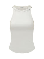 White Solid Round Neck Tank Top 1