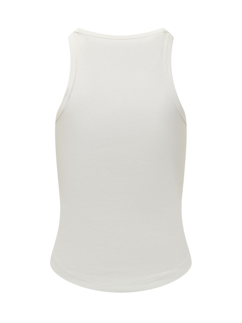 White Solid Round Neck Tank Top 2