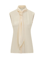 Beige Solid Shawl Neck Top 1