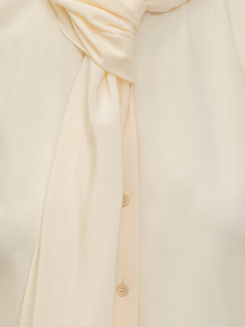 Beige Solid Shawl Neck Top 4