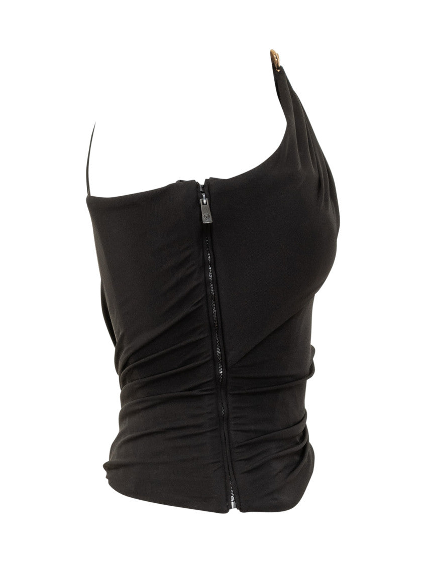 Black Solid One Shoulder Top 4