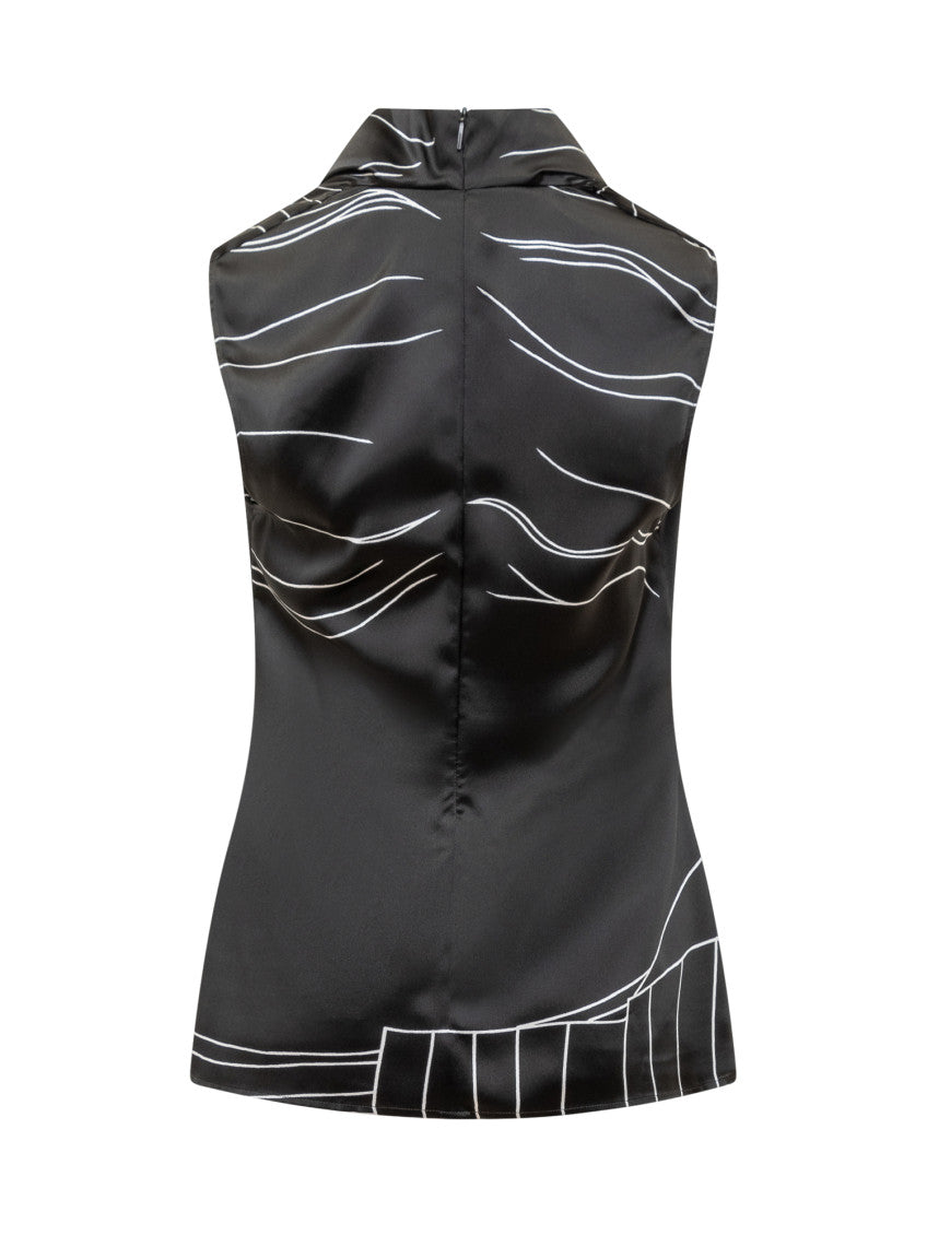 Black Printed Cowl Neck Top 2