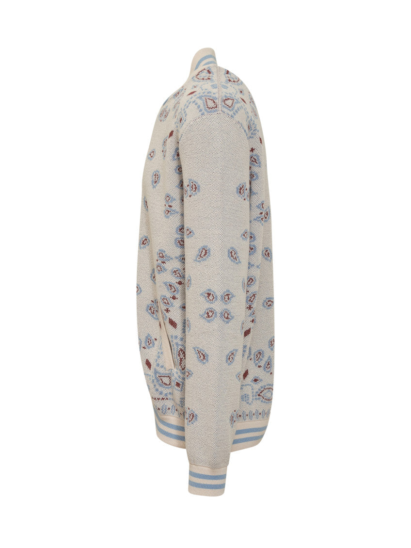 Off White Paisley Band Collar Jacket 2