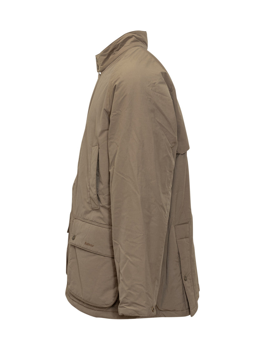 Beige Solid Band Collar Jacket 2