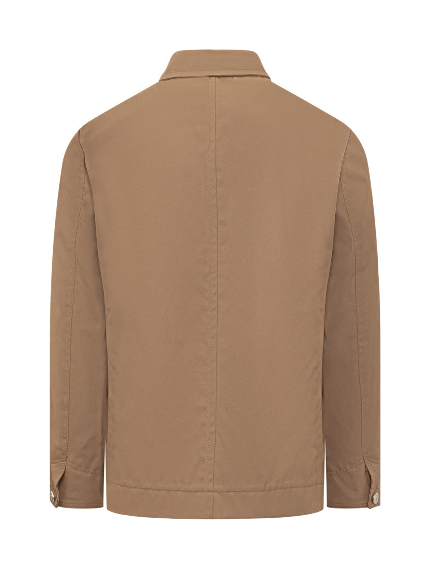 Brown Solid Shirt Collar Jacket 4