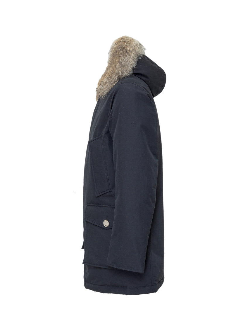 Dark Blue Solid Hood Jackets 2