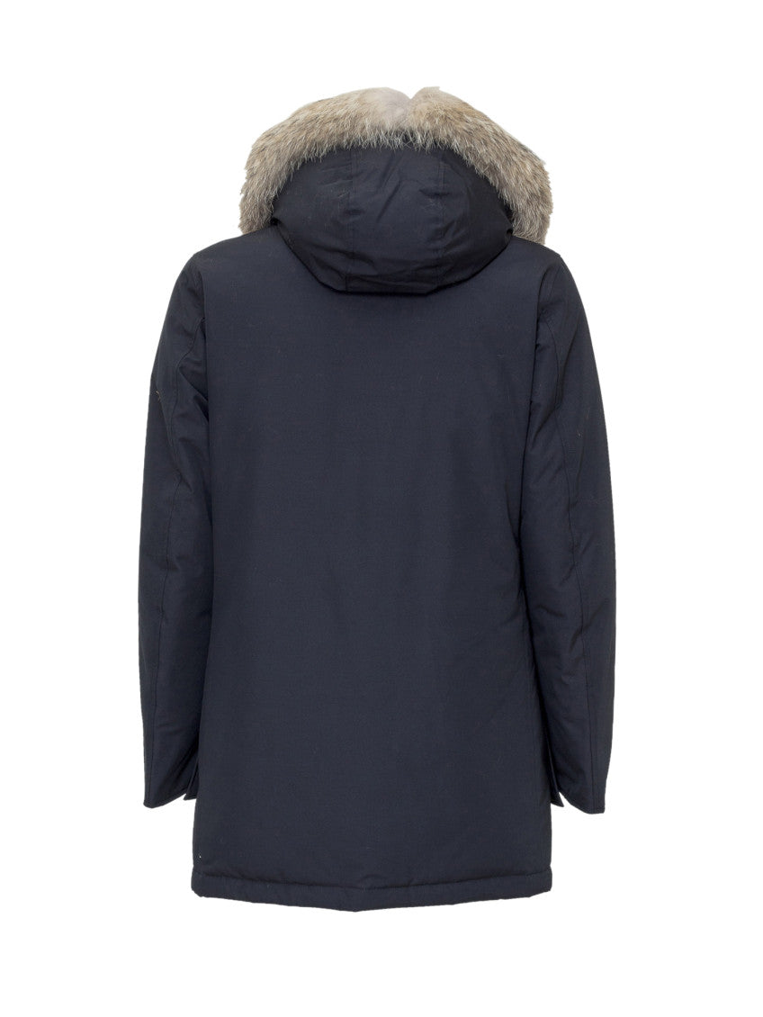 Dark Blue Solid Hood Jackets 3