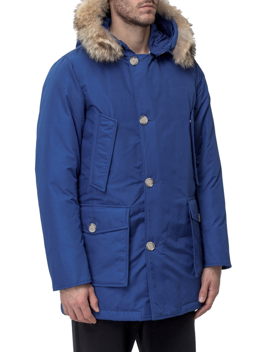 Blue Solid Hood Jacket 1