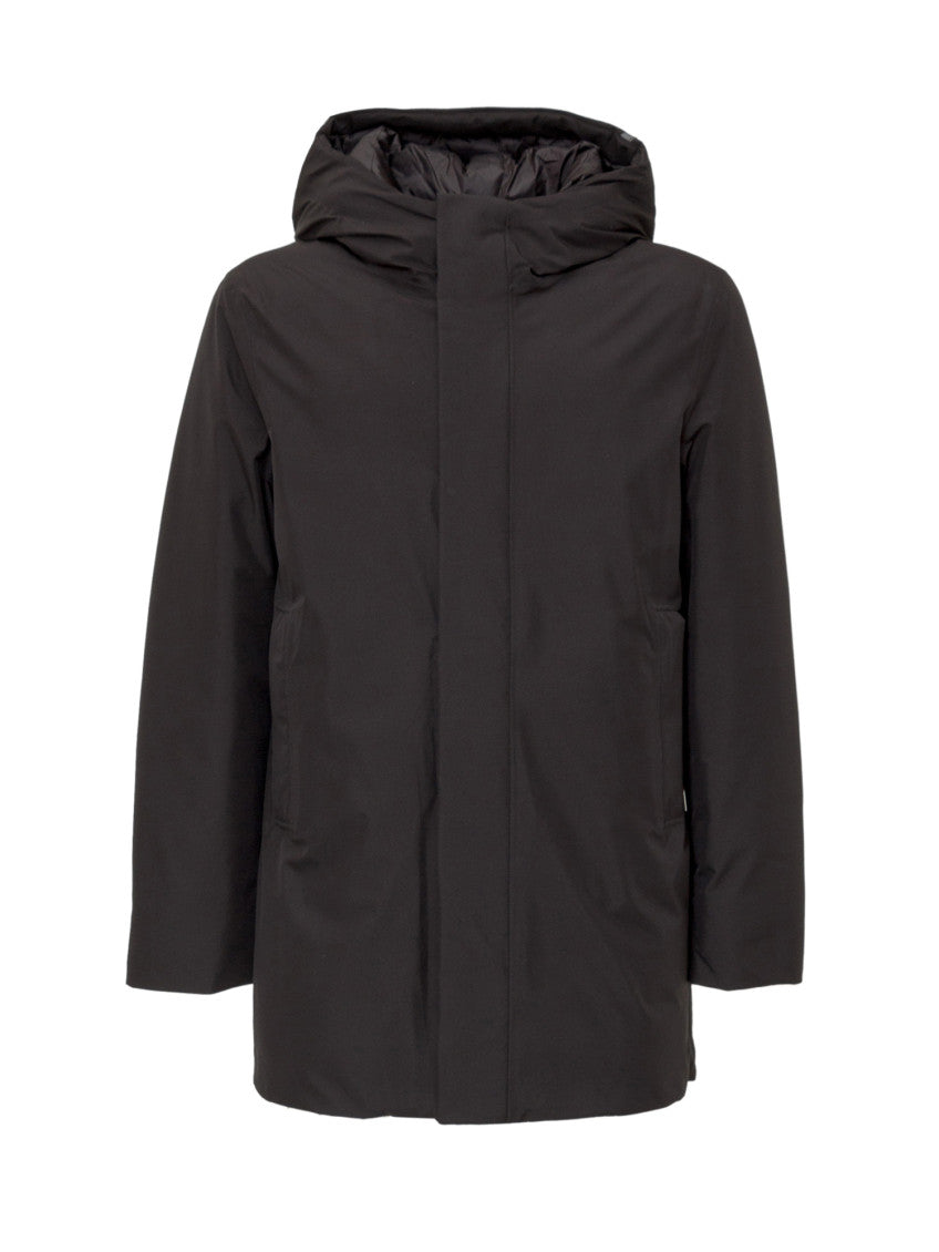 Black Solid Hood Jacket 1