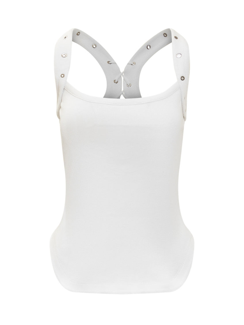 White Solid Scoop Neck Top 1