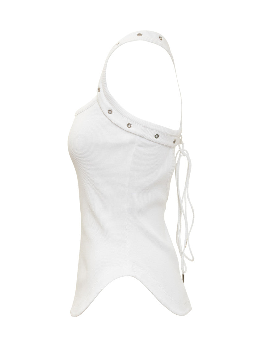 White Solid Scoop Neck Top 3