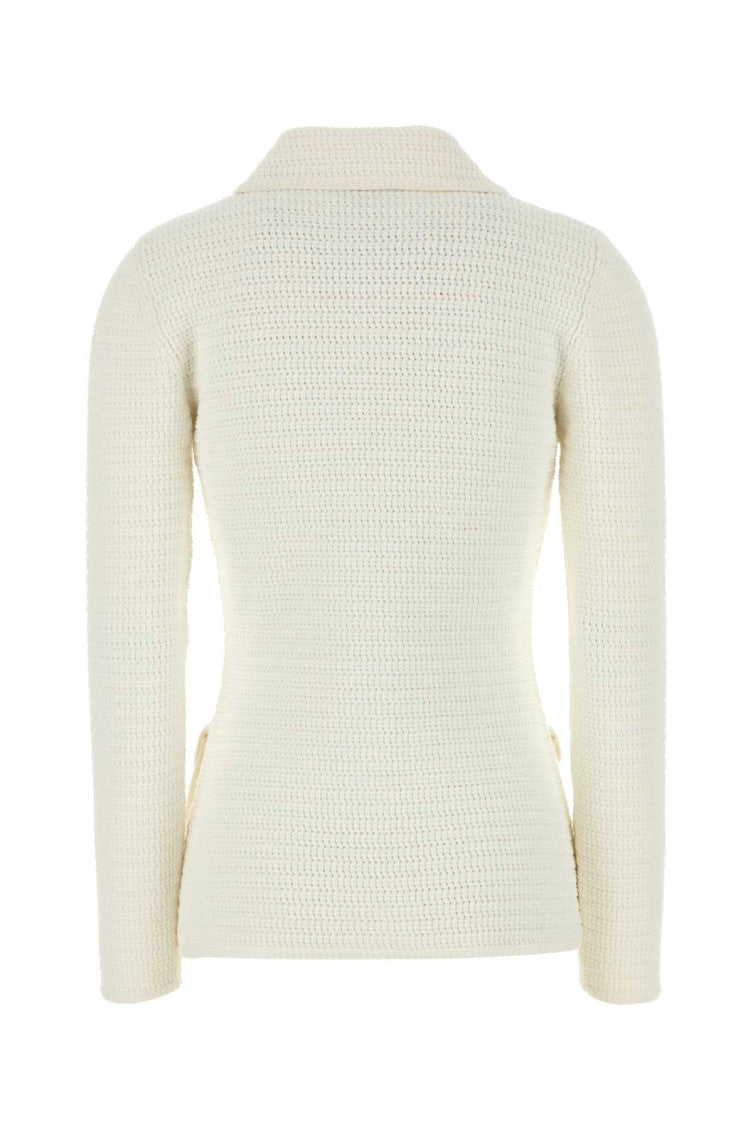 White stretch crochet blazer  2