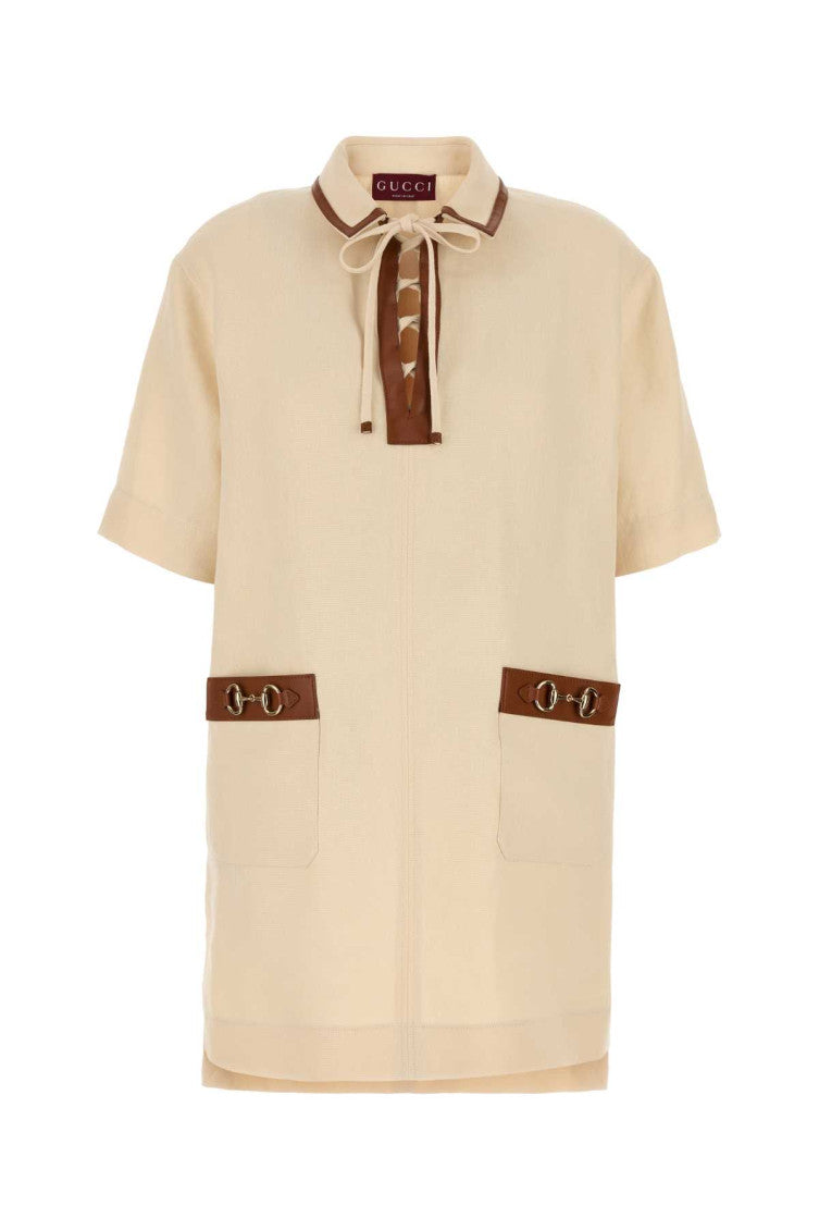 Sand linen mini dress 1